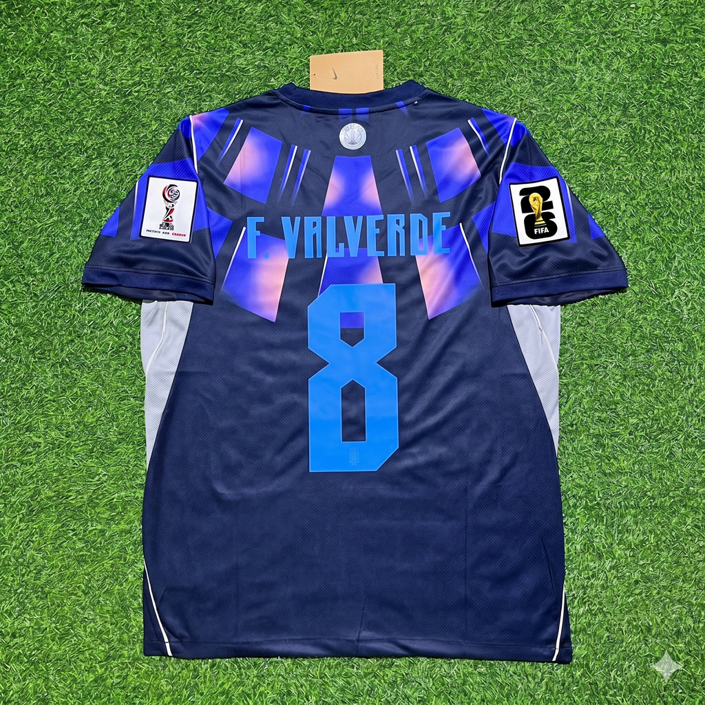 Uruguay 2026 World Cup Football Jersey – Federico Valverde #8 – Back View
