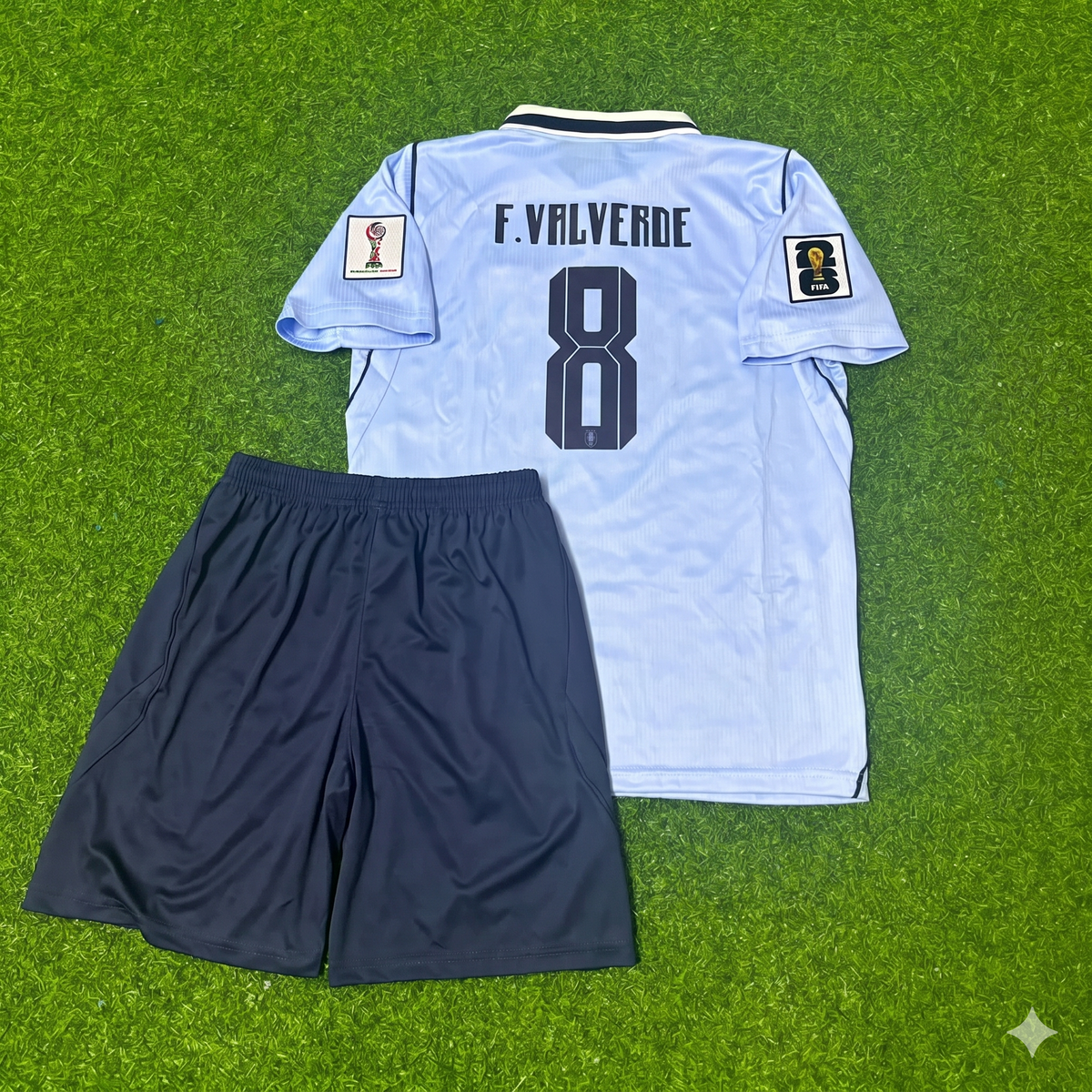 2026 Uruguay World Cup Federico Valverde #8 Kids Home Sky Blue Football Jersey – Back View