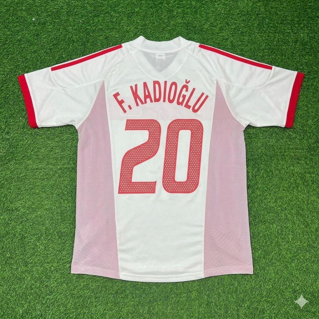 Ferdi Kadioglu Türkiye White Retro Football Jersey – Back View