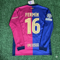 Barcelona 2025 Champions League Long Sleeve Jersey – Fermín López 16- – Back View