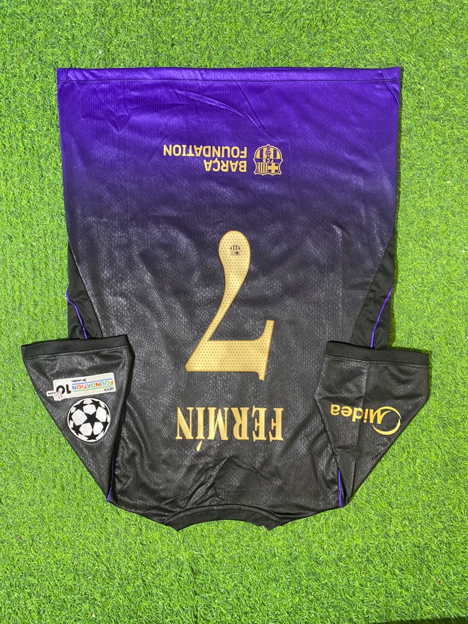Fermin Lopez #7 Barcelona 2027 Champions League Patch New Season Away Jersey – Back View