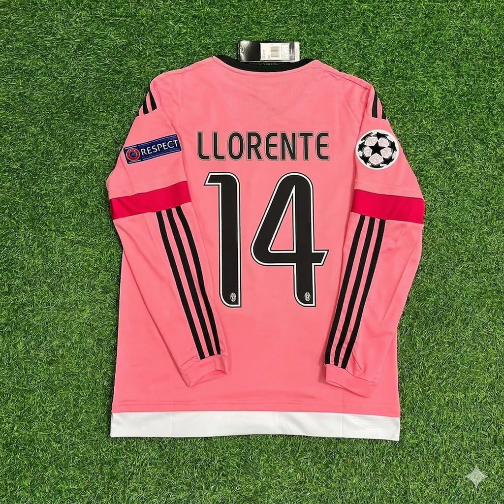 Juventus Pink Retro 2015-2016 Pink Jersey – Fernando Llorente – Back View