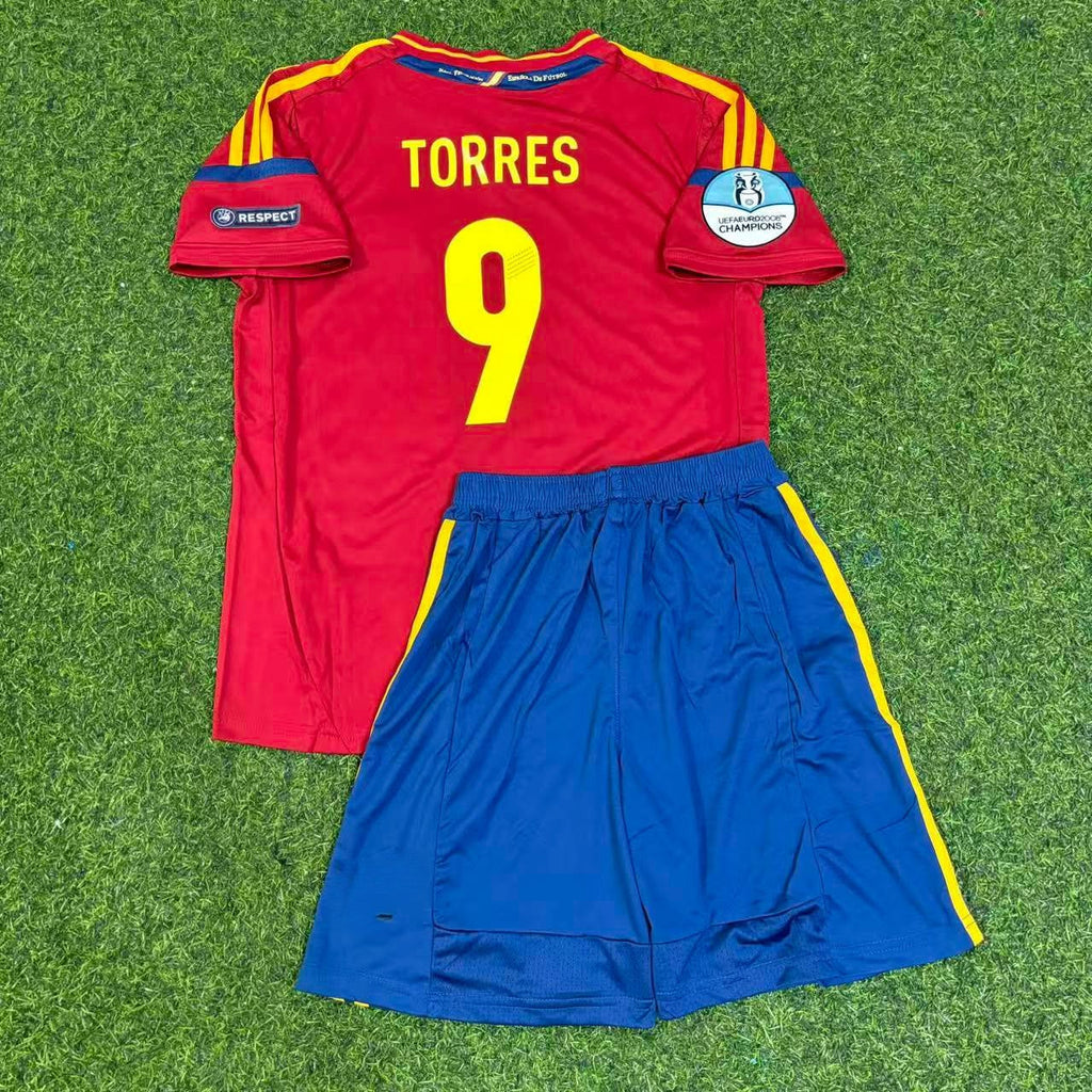 Fernando Torres Spain EURO 2012 Final Retro Kids Football Jersey – Back View