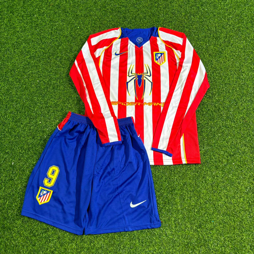 2004/05 Fernando Torres Atlético Madrid Kids Spider-Man Long Sleeve Retro Football Jersey – Front View