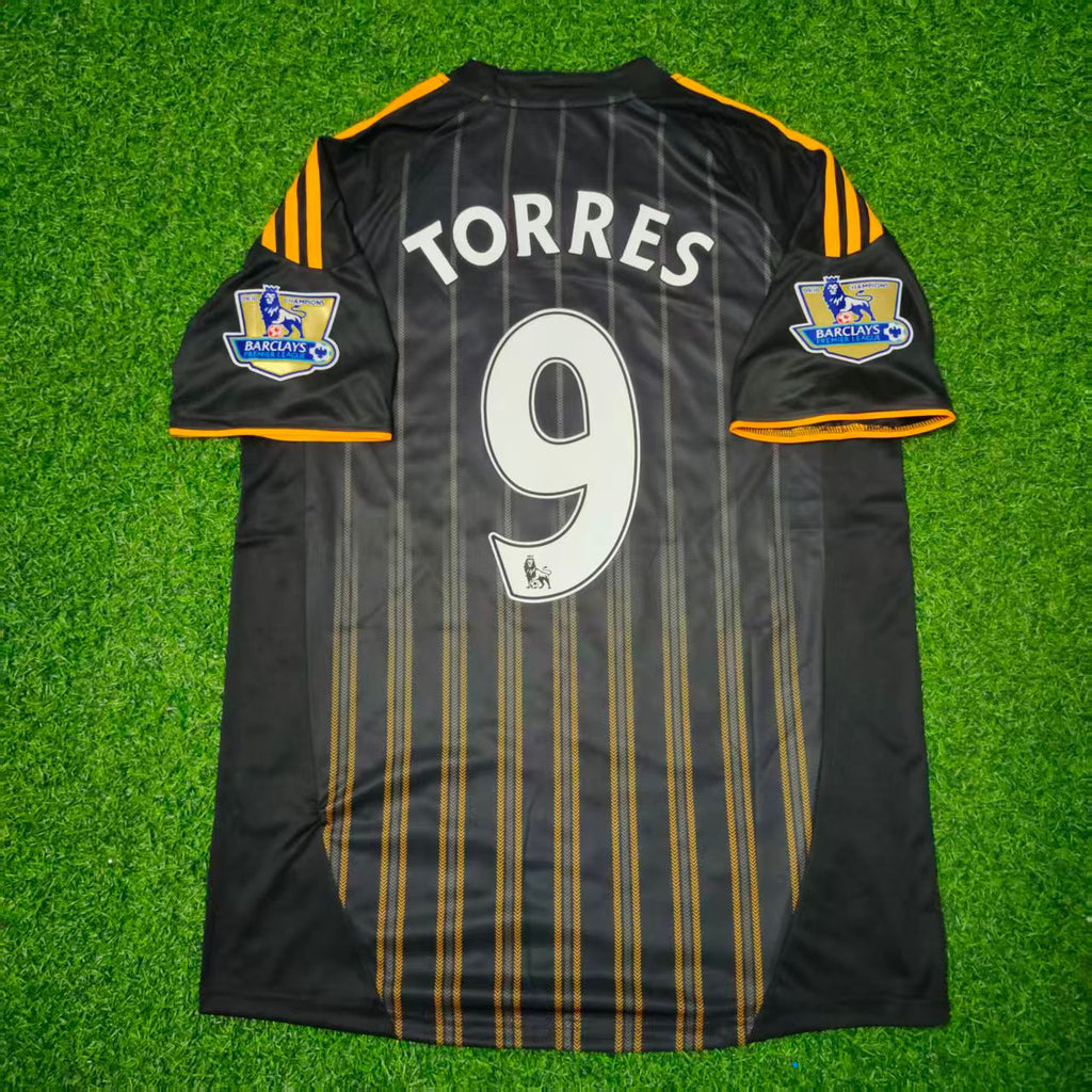 Chelsea 2010-2011 Black Orange Away Retro Football Jersey – Fernando Torres – Back View