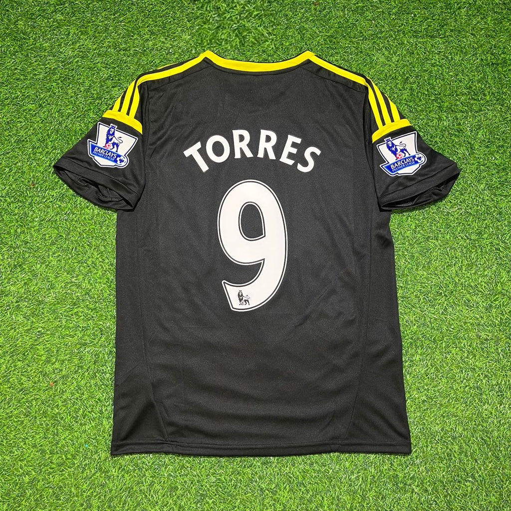 Fernando Torres Chelsea 2012/2013 Black Yellow Retro Football Jersey – Back View