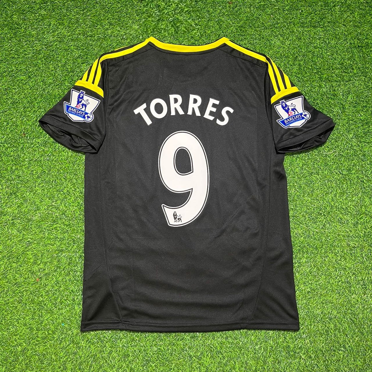 Fernando Torres Chelsea 2012/2013 Black Yellow Retro Football Jersey – Back View