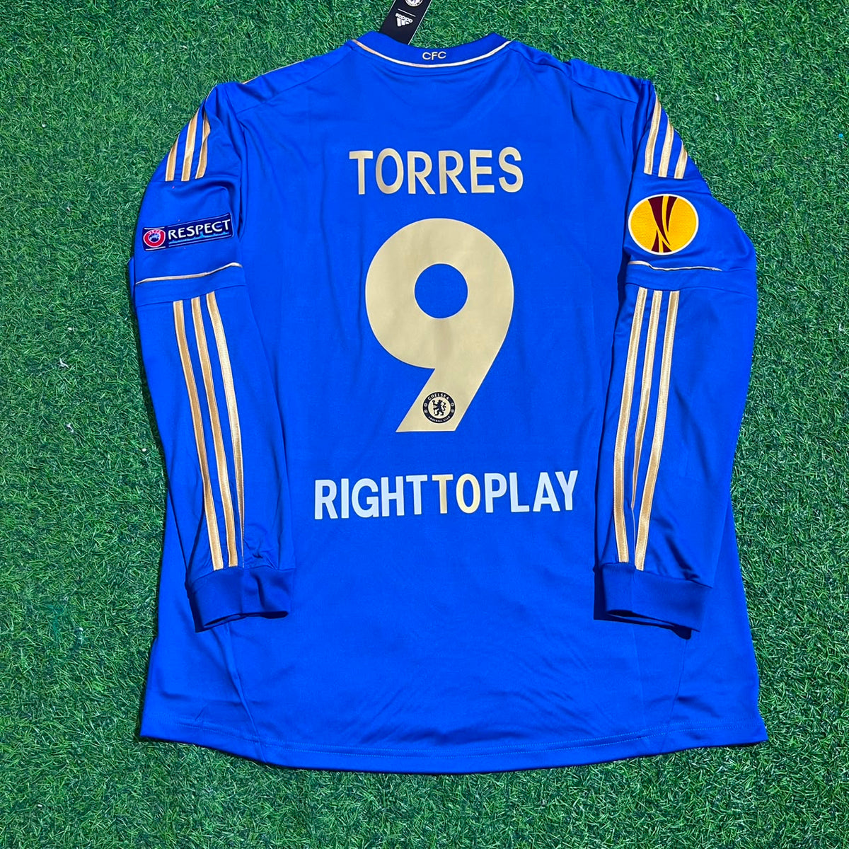 2013 Fernando Torres 9-Chelsea Europe League Final Amsterdam Blue Retro Football Jersey – Back View