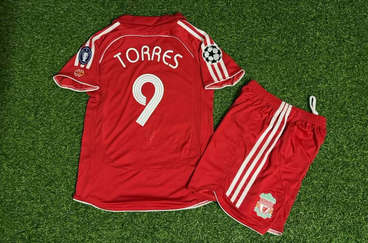 Fernando Torres Liverpool 2006 2007 Red Kids Football Jersey – Back View