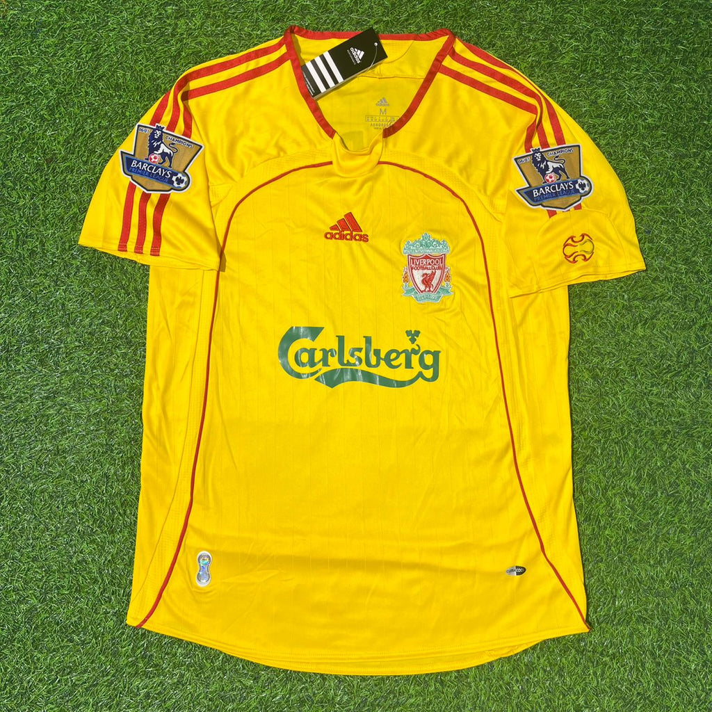 Liverpool 2006/2007 Yellow Retro Football Jersey – John Arne Riise – Front View