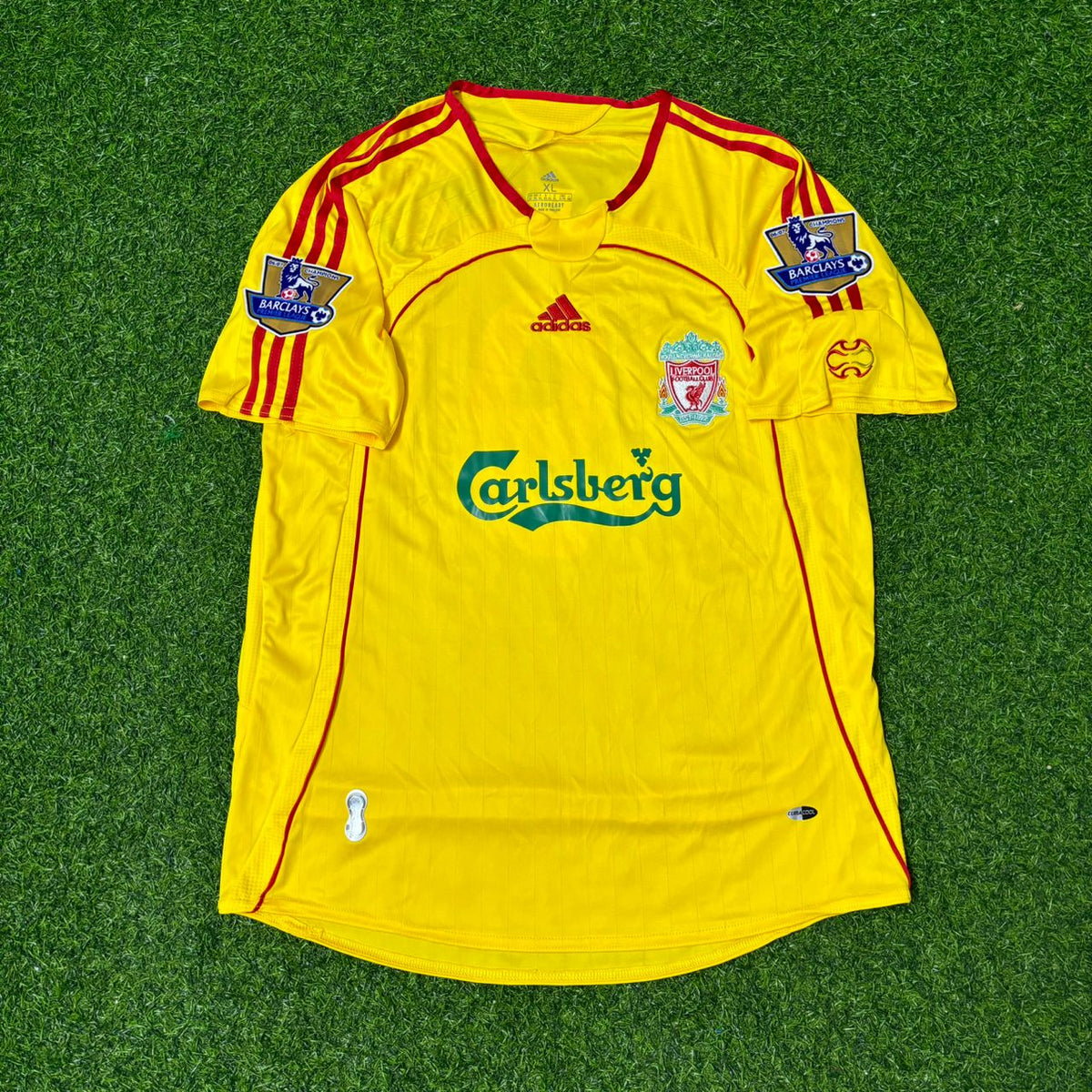 2007 Fernando Torres Liverpool Yellow Retro Football Jersey Collection – Front View