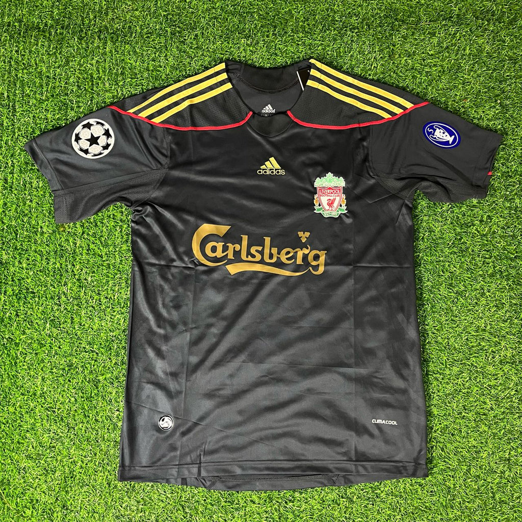 2009/10 Steven Gerrard Liverpool Black Retro Football Jersey – Front View