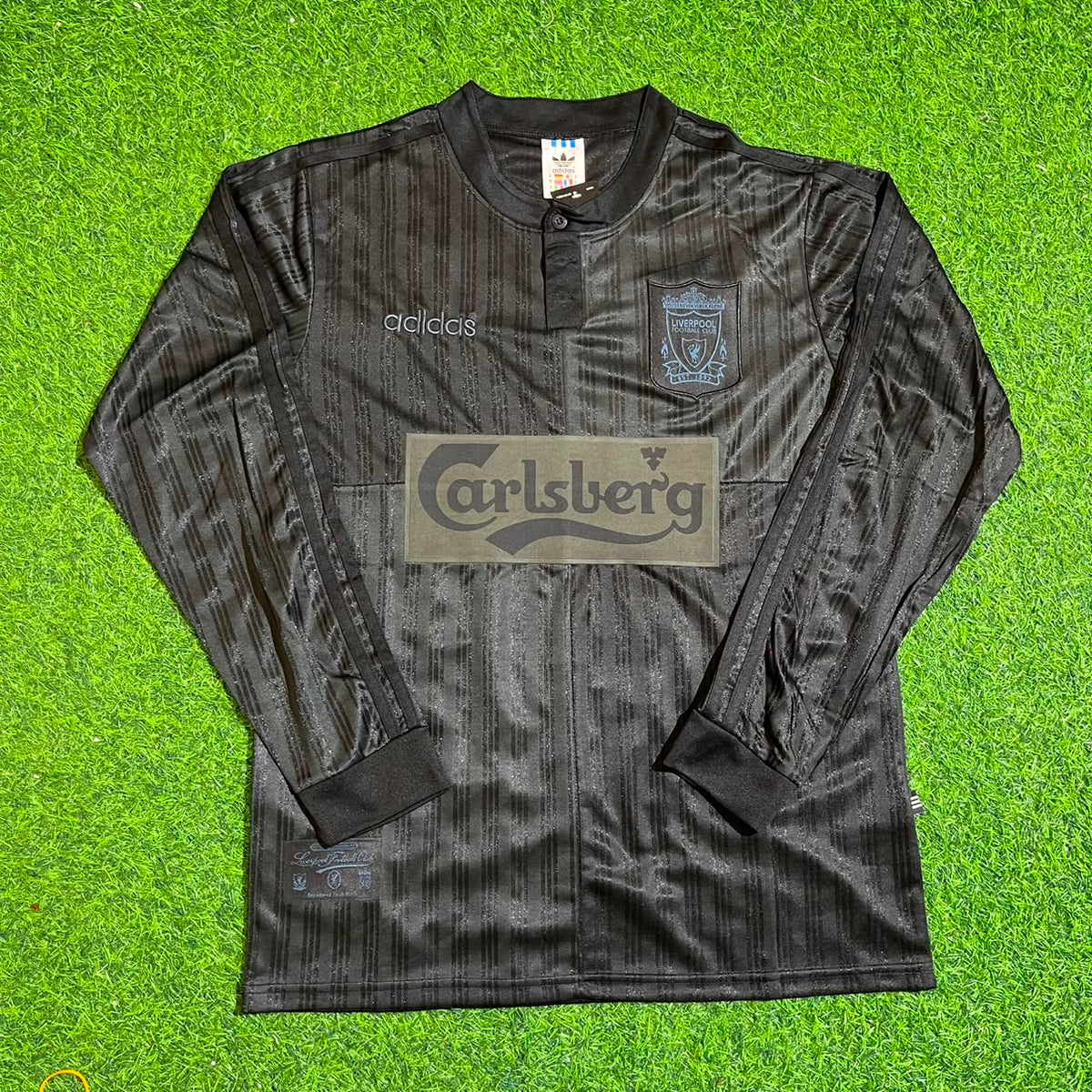 Fernando Torres Liverpool Black Long Sleeve Retro Kit Jersey – Front View