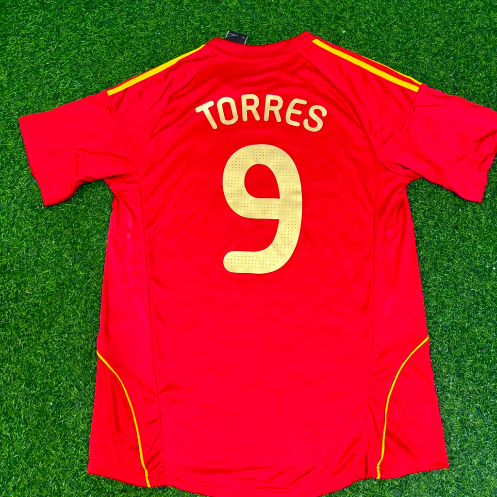 Fernando Torres #9 Spain EURO 2008 Red Retro Football Jersey – Back View