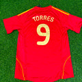 Fernando Torres #9 Spain EURO 2008 Red Retro Football Jersey – Back View