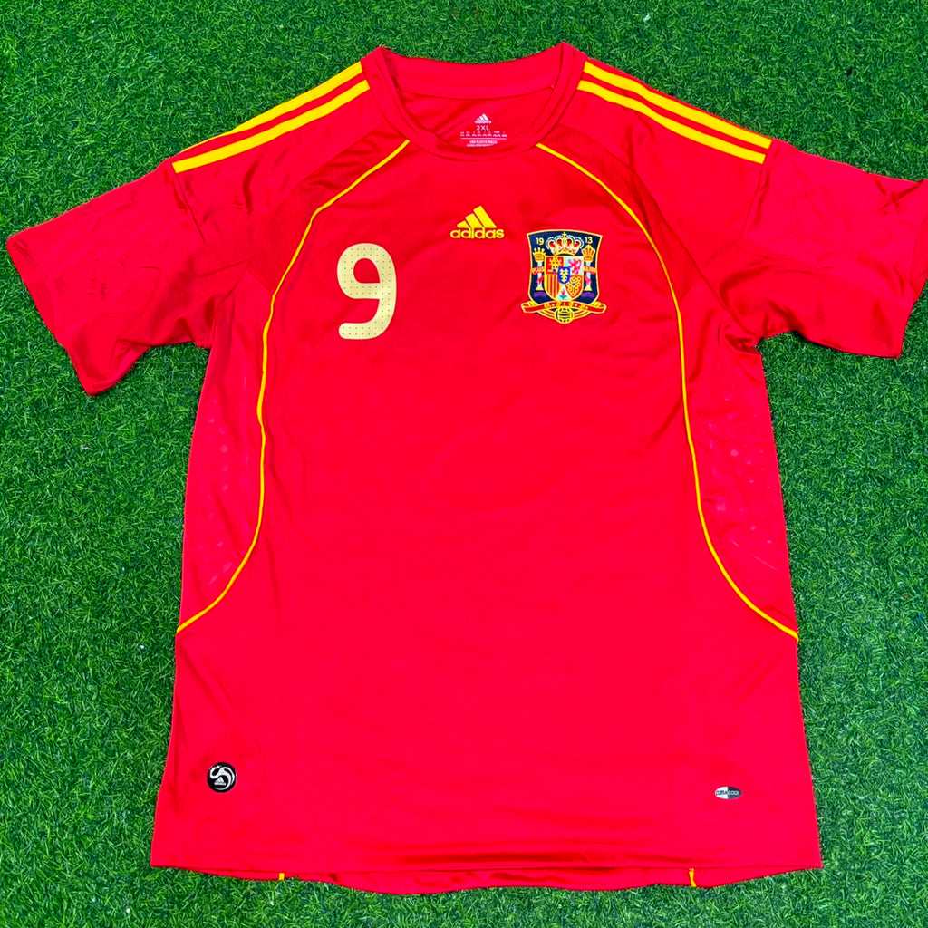 Fernando Torres #9 Spain EURO 2008 Red Retro Football Jersey – Front View