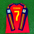 Spain 2026 World Cup Final Home Long Sleeve Football Jersey – Ferran Torres #7 – Back View