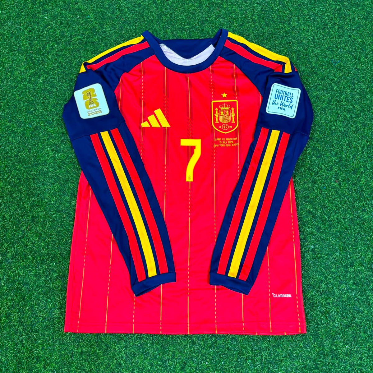 Spain 2026 World Cup Final Home Long Sleeve Football Jersey – Ferran Torres #7 – Front View