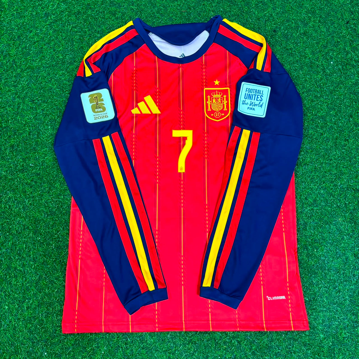 Spain 2026 World Cup Final Home Long Sleeve Football Jersey – Ferran Torres #7 – Detailed View