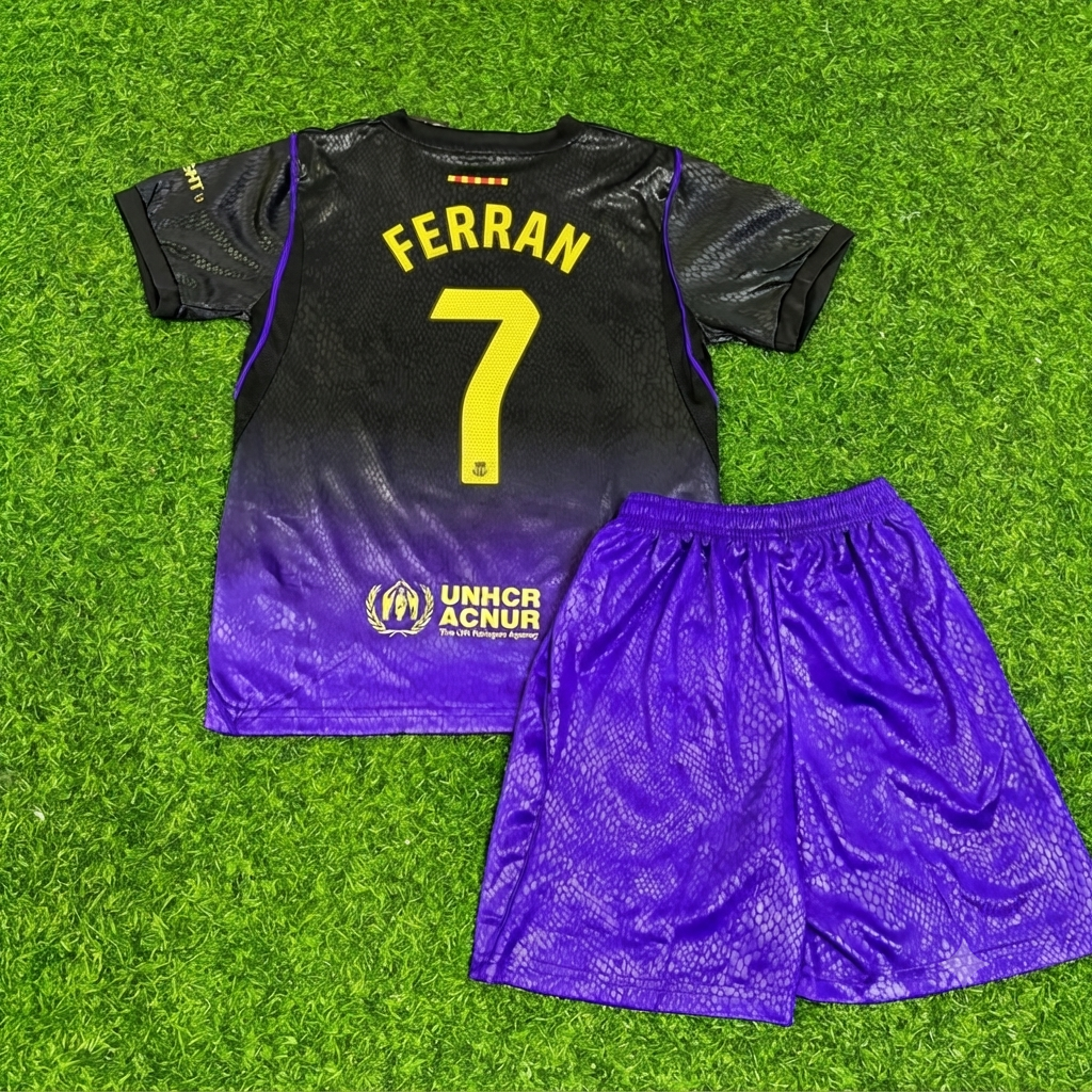 Ferran Torres #7 Barcelona 2027 New Season Away Kids Jersey – Back View