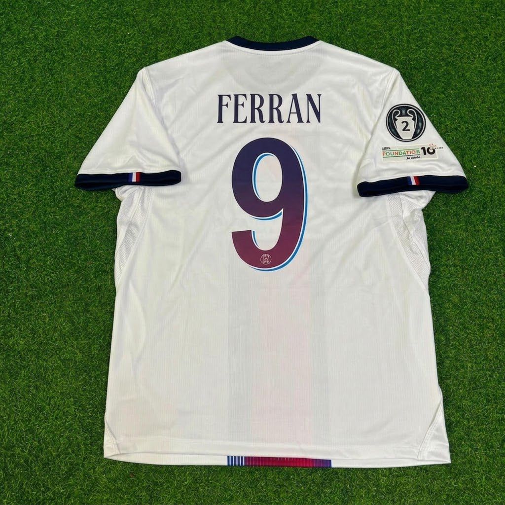 Ferran Torres White Jersey – Back View