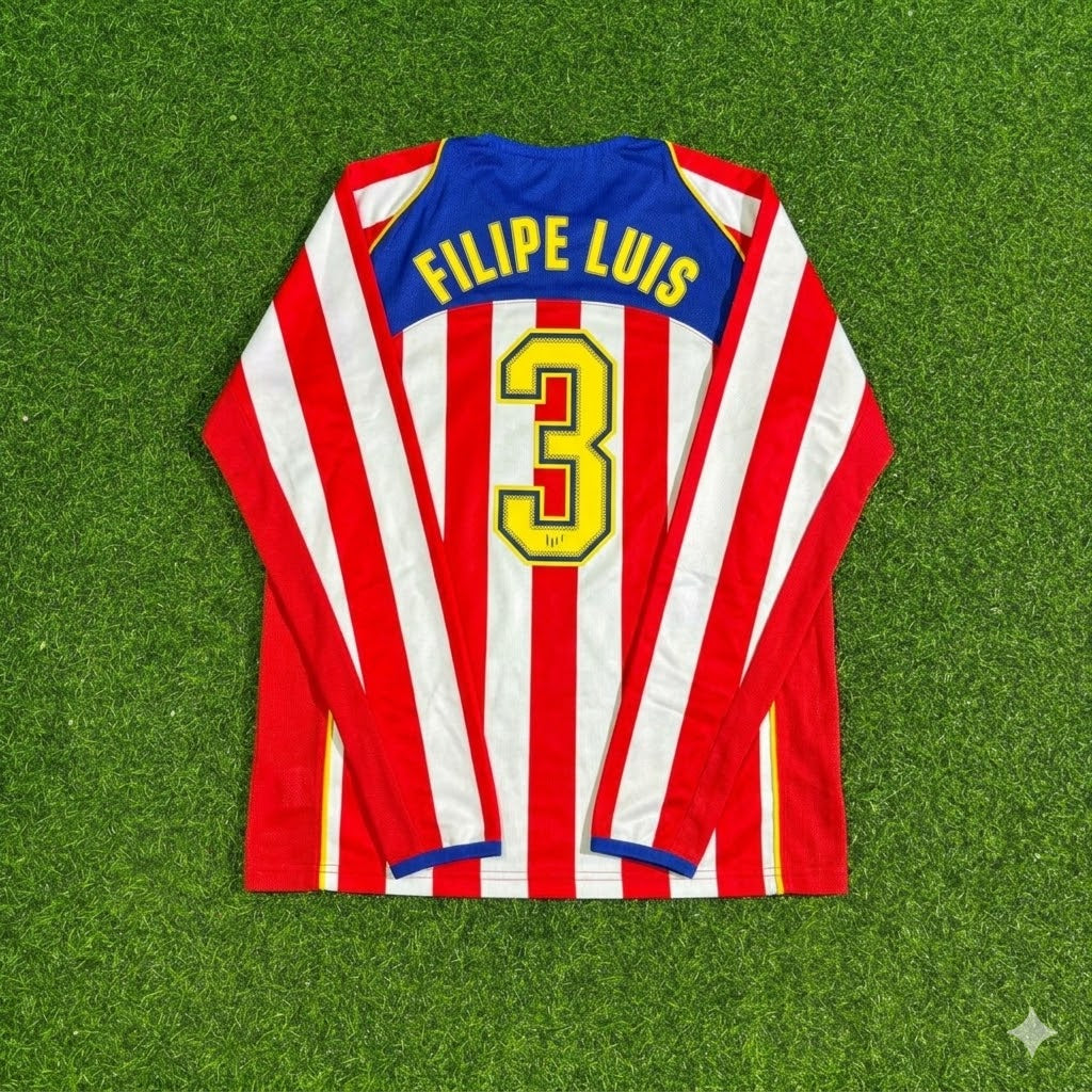 Atlético Madrid Spider-Man Long Sleeve Retro Football Jersey – Filipe Luís #3 – Back View