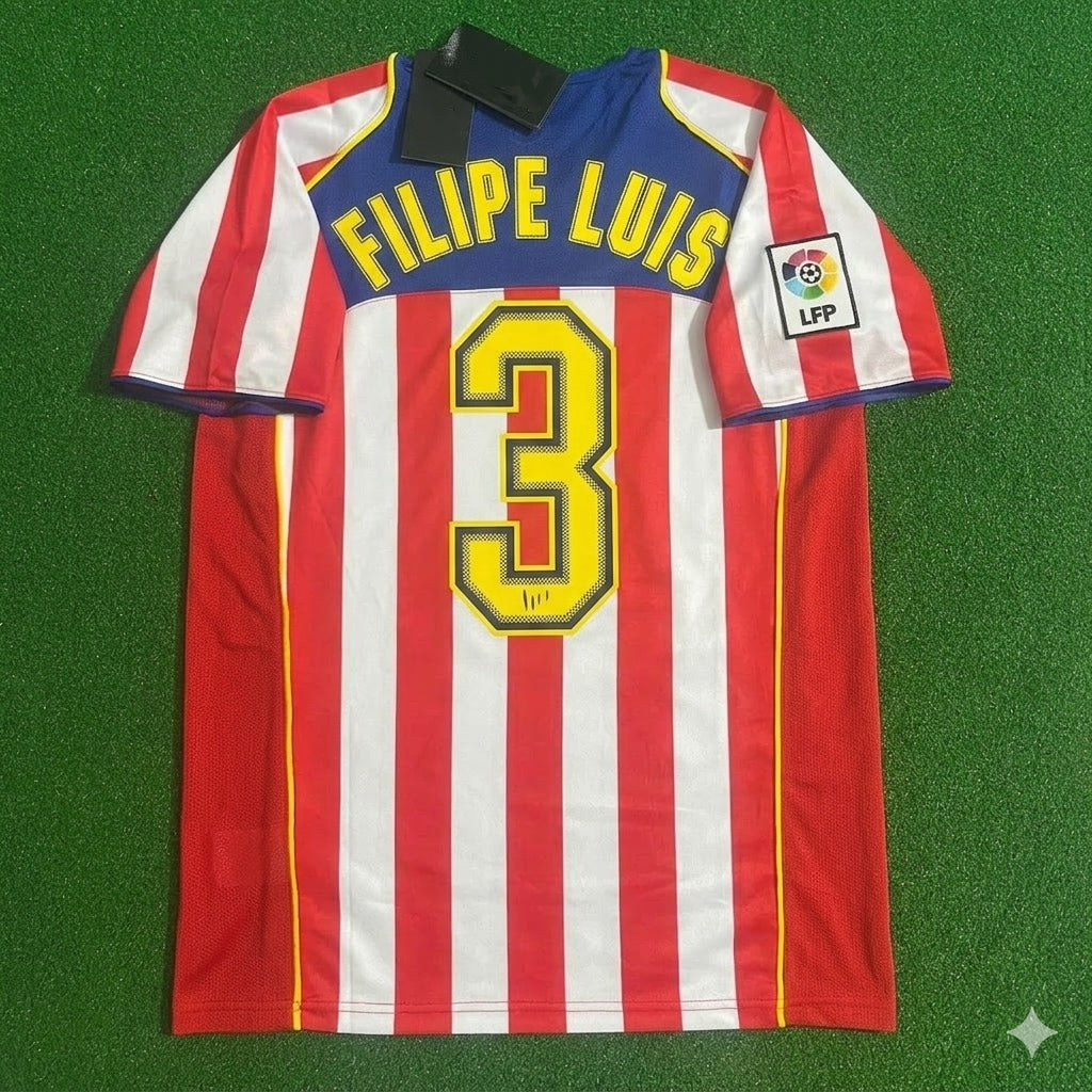 Filipe Luis #3 Atletico Madrid SpiderMan Retro Football Jersey Edition 2 – Back View
