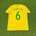 2018 Brazil World Cup Filipe Luis #6 Home Football Jersey – Back View