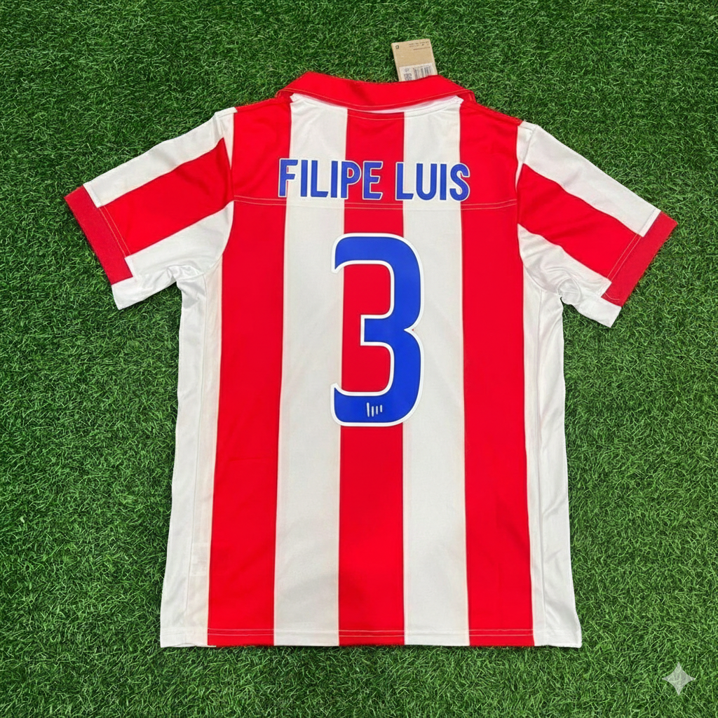 Filipe Luis Atletico de Madrid Retro Football Jersey Shirt – Back View
