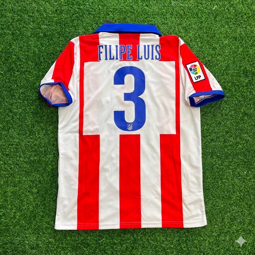 Atlético Madrid Home 2014/15 Retro Kit Jersey – Filipe Luis 3 – Back View