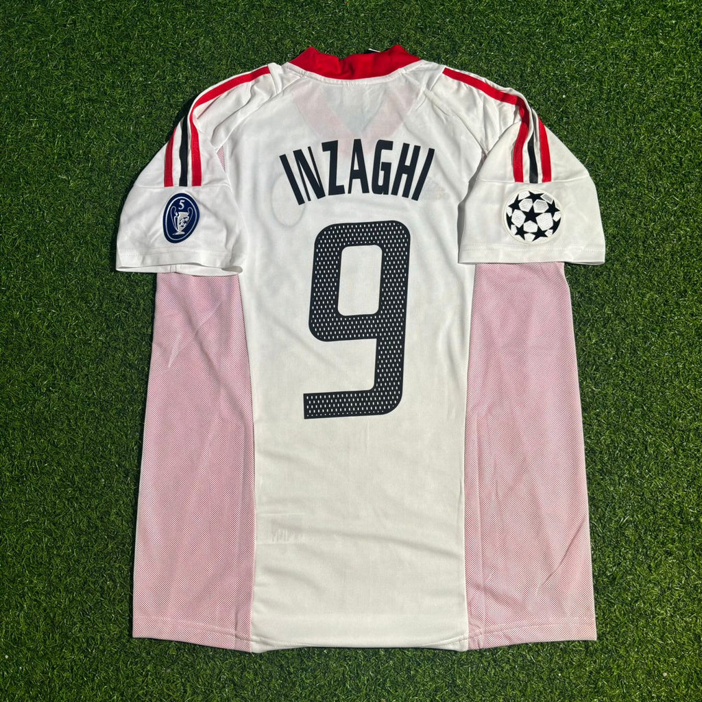 2003 Filippo Inzaghi AC Milan Champions League Final White Retro Football Jersey – Back View