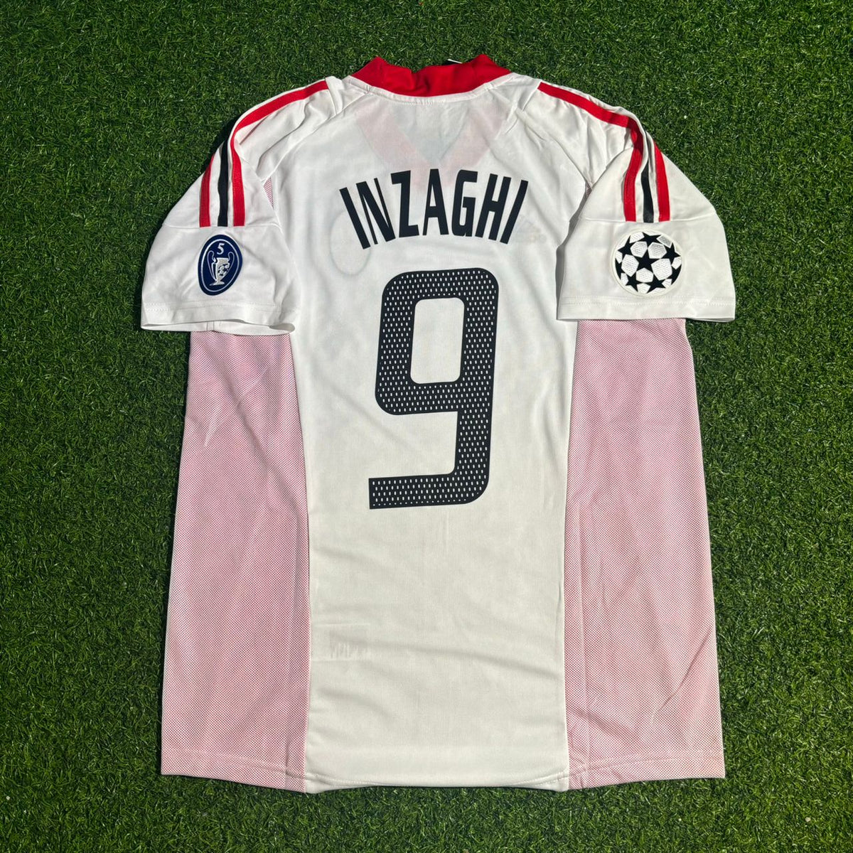 2003 Filippo Inzaghi AC Milan Champions League Final White Retro Football Jersey – Back View