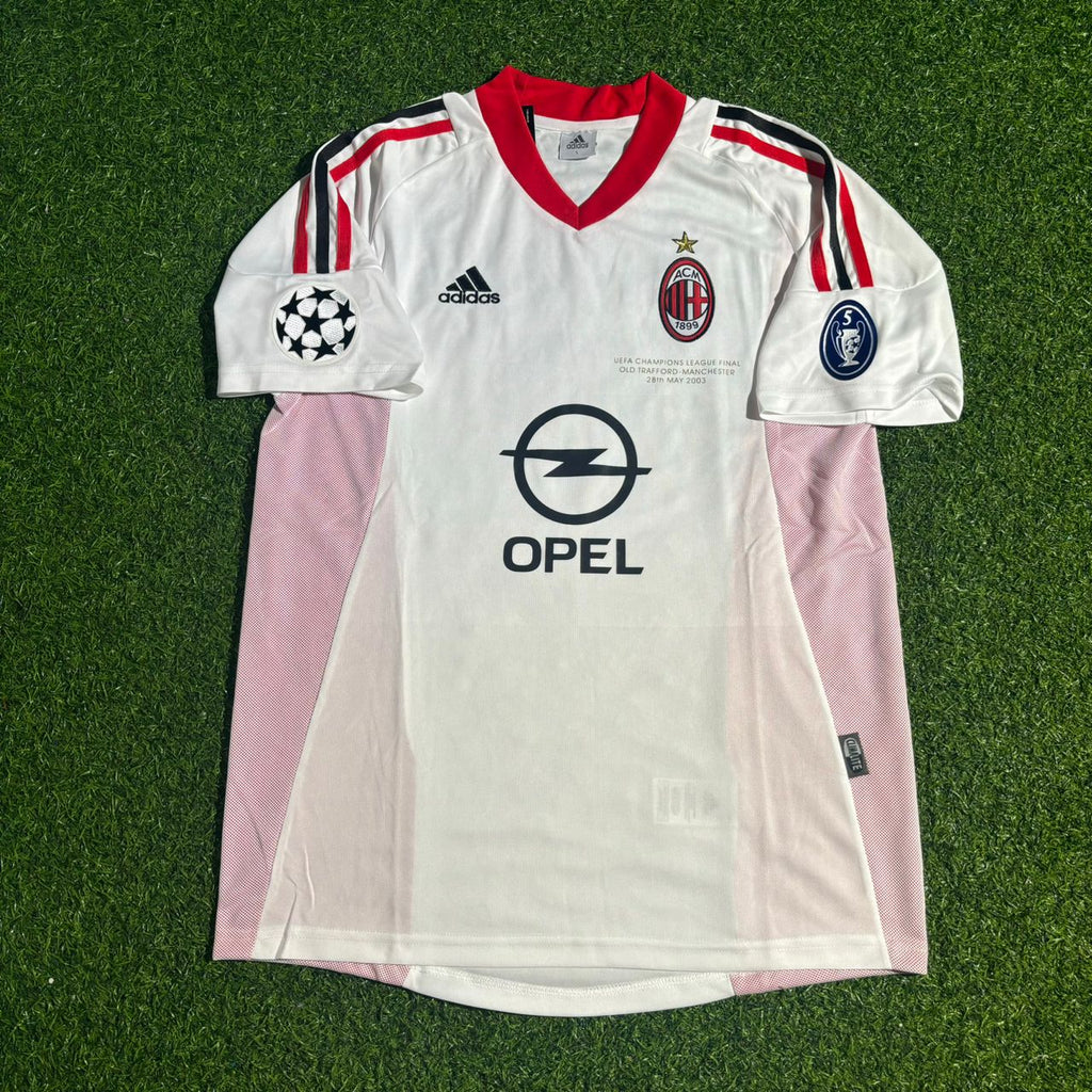 2003 Filippo Inzaghi AC Milan Champions League Final White Retro Football Jersey – Front View