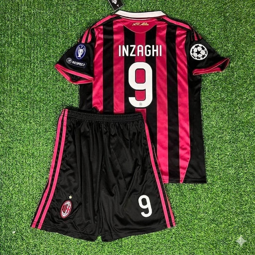 2009/10 Filippo Inzaghi #9 AC Milan Retro Football Jersey – Back View