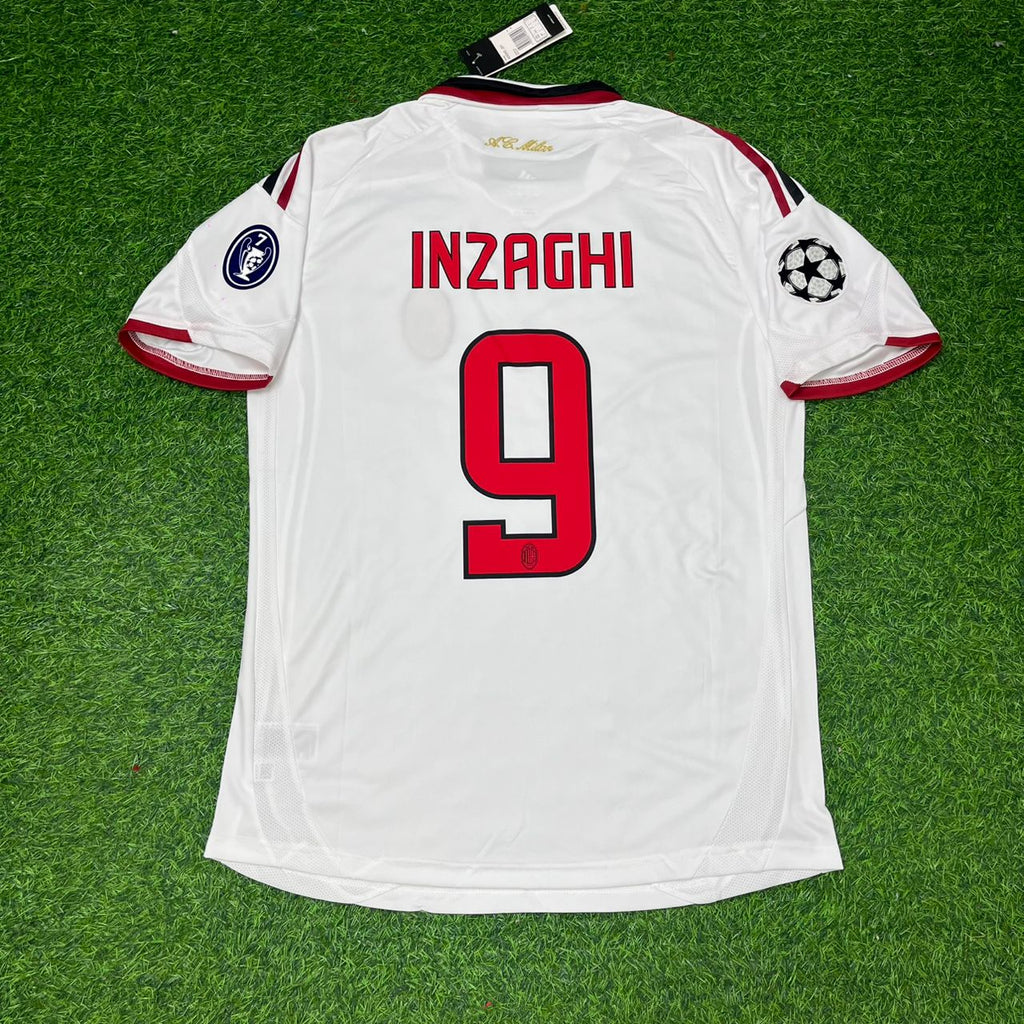 2009 Filippo Inzaghi Milan 2010 Season White Retro Football Jersey – Back View