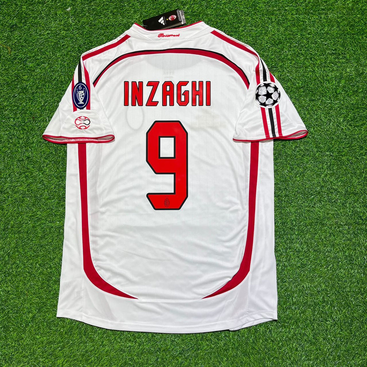 Filippo Inzaghi Milan 2007 Final White Retro Soccer Jersey – Back View