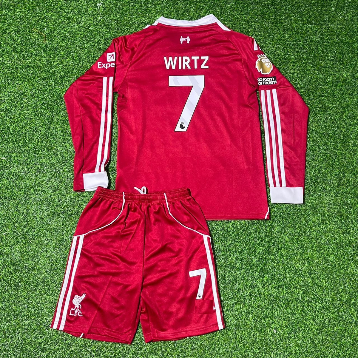 Liverpool 2025 New Season Kids Long Sleeve Football Jersey – Florian Wirtz – Back View