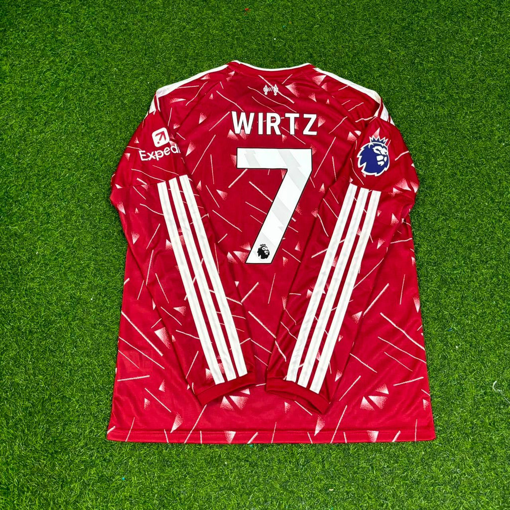 2027 Florian Wirtz Liverpool Long Sleeve Home Football Jersey – Back View