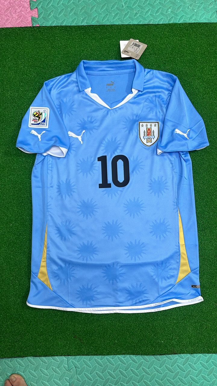 Diego Forlán Uruguay 2010 South Africa World Cup Blue Retro Jersey – 4