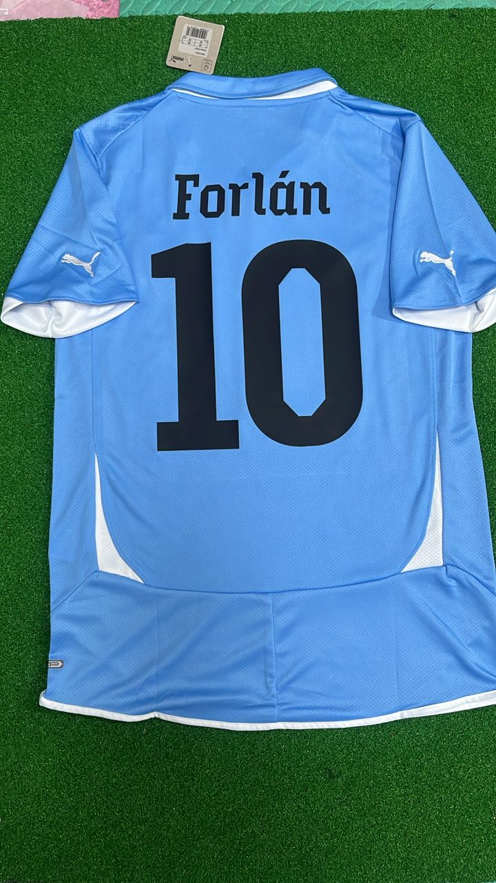 Diego Forlán Uruguay 2010 South Africa World Cup Blue Retro Jersey – Detailed View