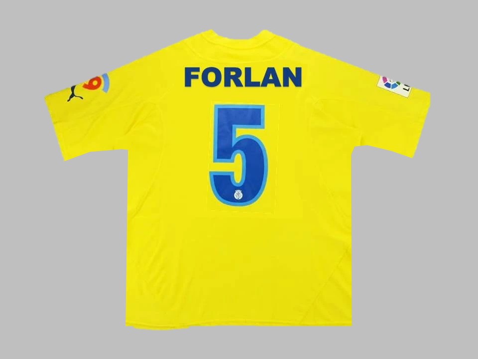 Diego Forlan 5 – Villarreal 2009–2010 Retro Home Kit Jersey – | | – Back View