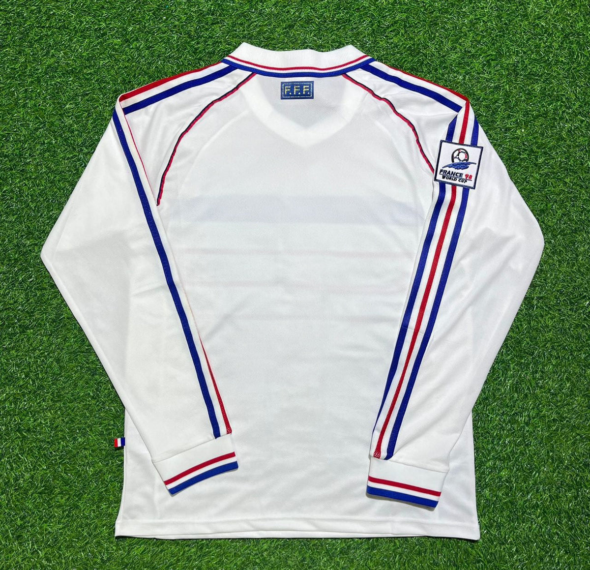 1998 France World Cup White Away Long Sleeve Retro Football Jersey – Front View