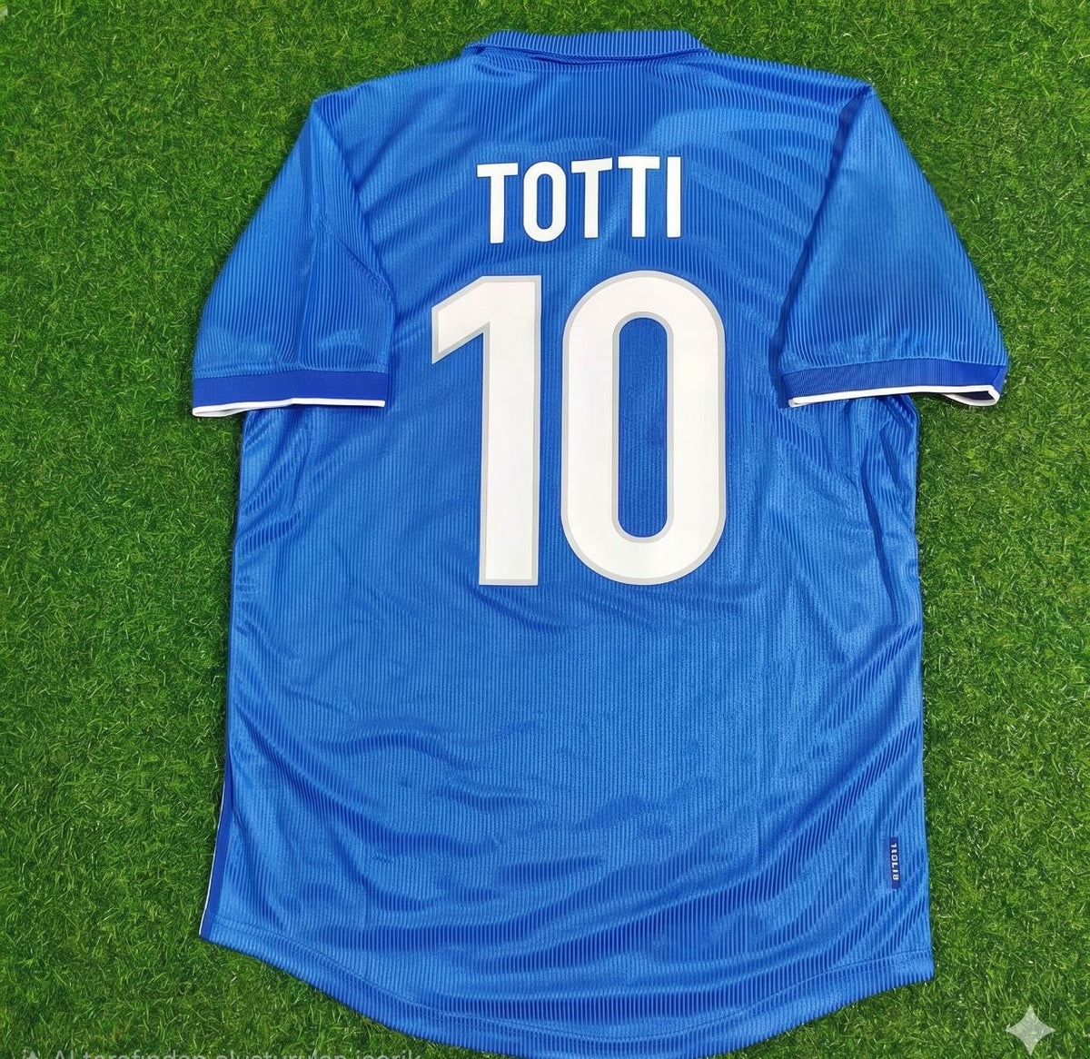 Francesco Totti Italy Home Blue Retro Football Jersey – Back View