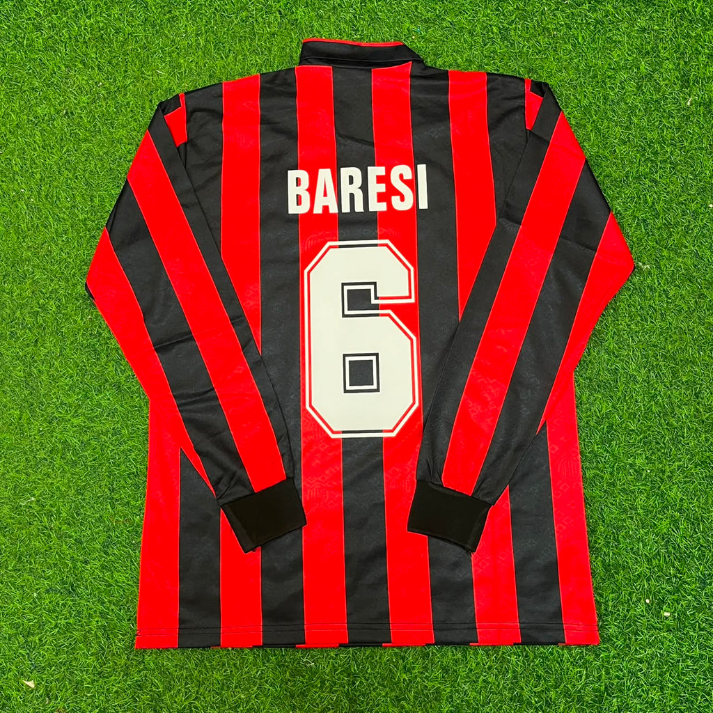 AC Milan 1989/90 Retro Long Sleeve Football Jersey – Franco Baresi #6 – Back View