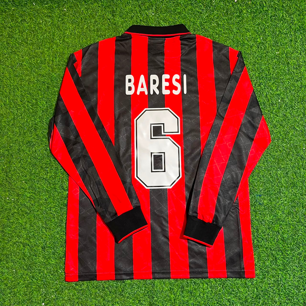 AC Milan 1993 1994 Home Long Sleeve Retro Jersey – Franco Baresi #6 – Back View