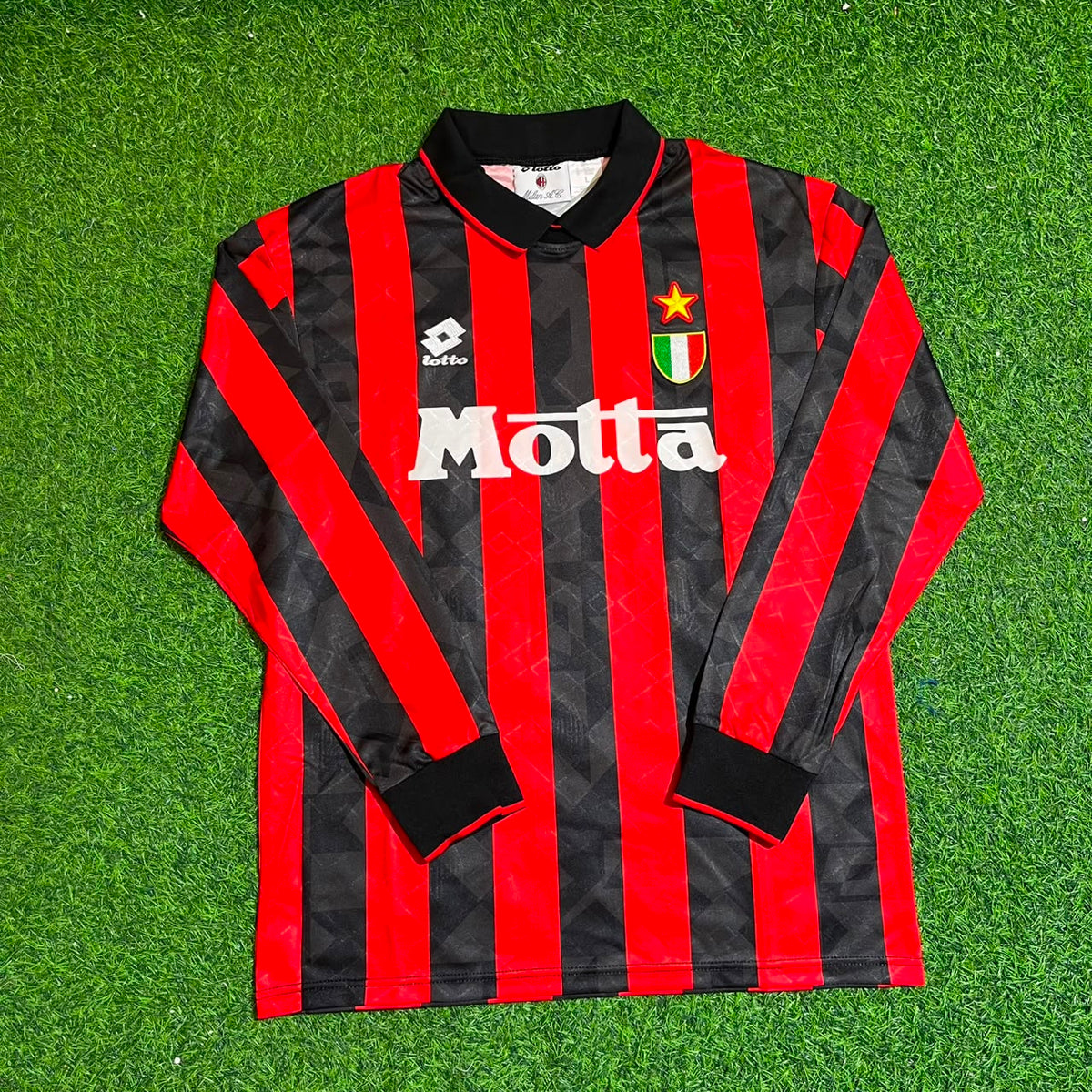 AC Milan 1993 1994 Home Long Sleeve Retro Jersey – Franco Baresi #6 – Front View