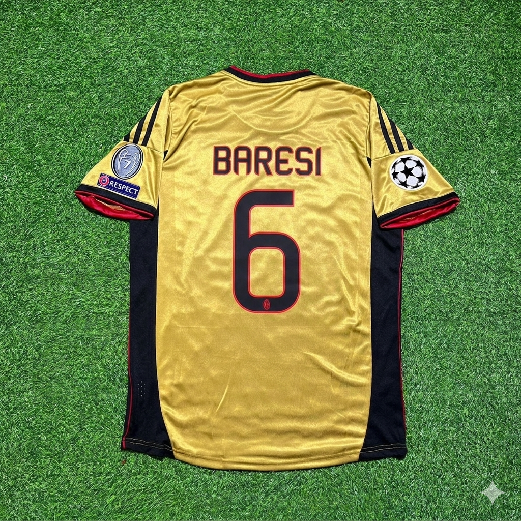 AC Milan Gold Retro Jersey – Franco Baresi #6 – Back View