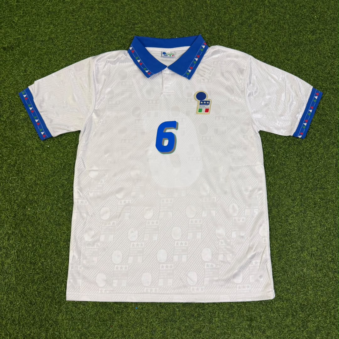 Italy 1994 World Cup White Retro Football Jersey – Franco Baresi – Front View