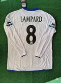 2004 Frank Lampard 8 Chelsea Away Retro White Long Sleeve Football Jersey – Back View
