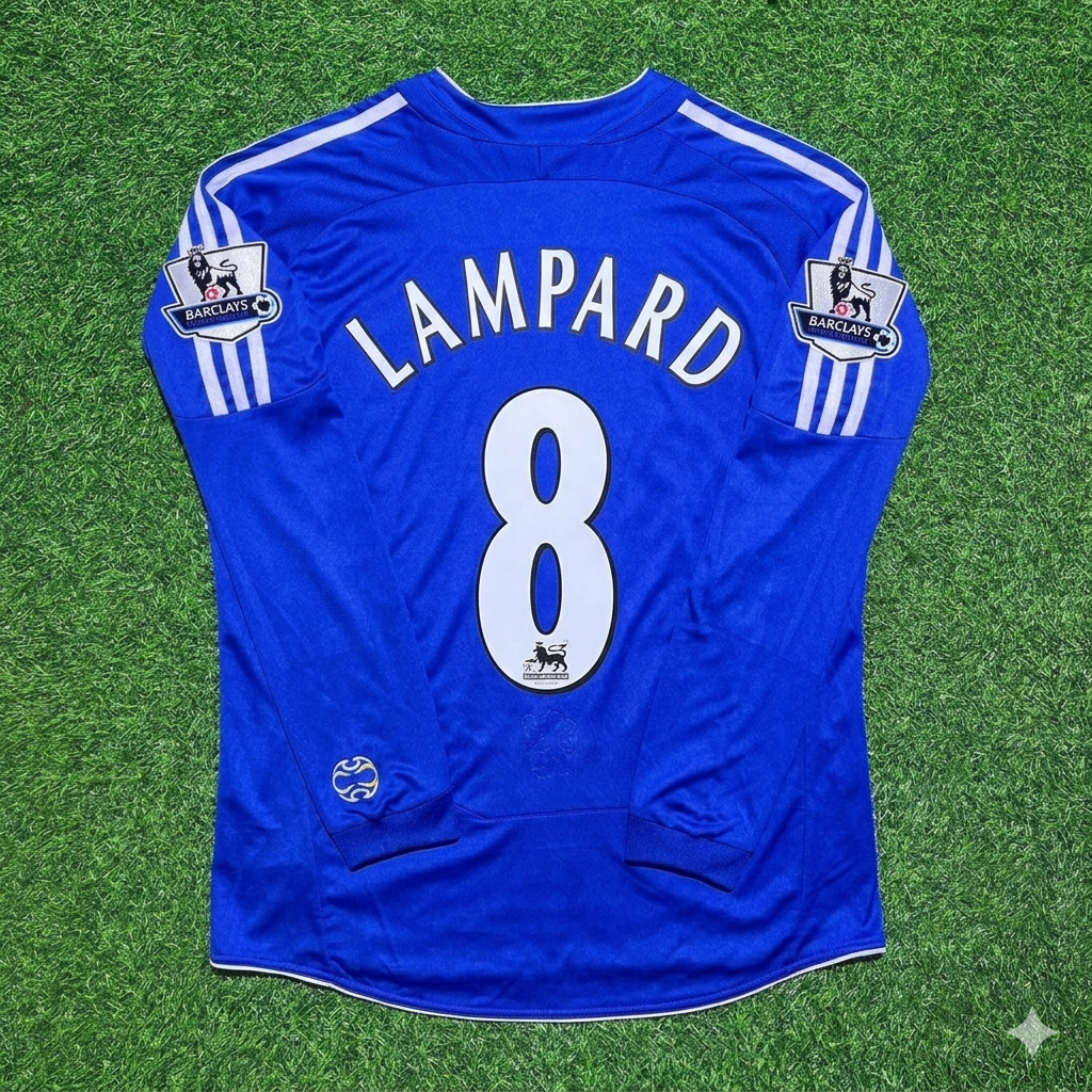 2006/08 Frank Lampard #8 Chelsea Long Sleeve EPL Patch Football Jersey – Back View